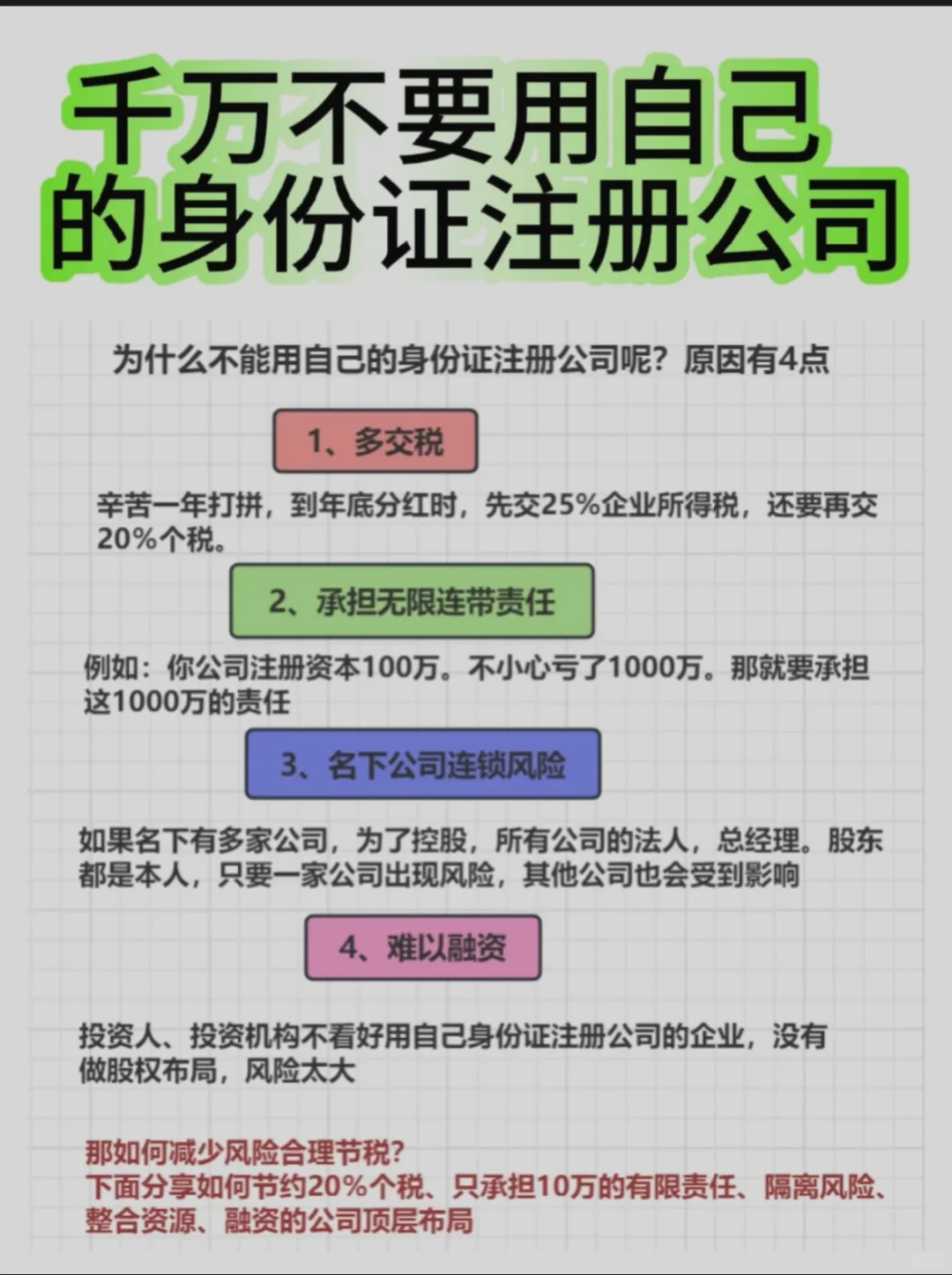 为什么不能用自己的身份证注册公司呢？