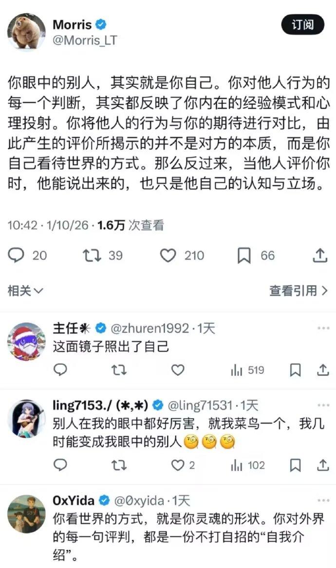 你眼中的别人，其实就是你自己。