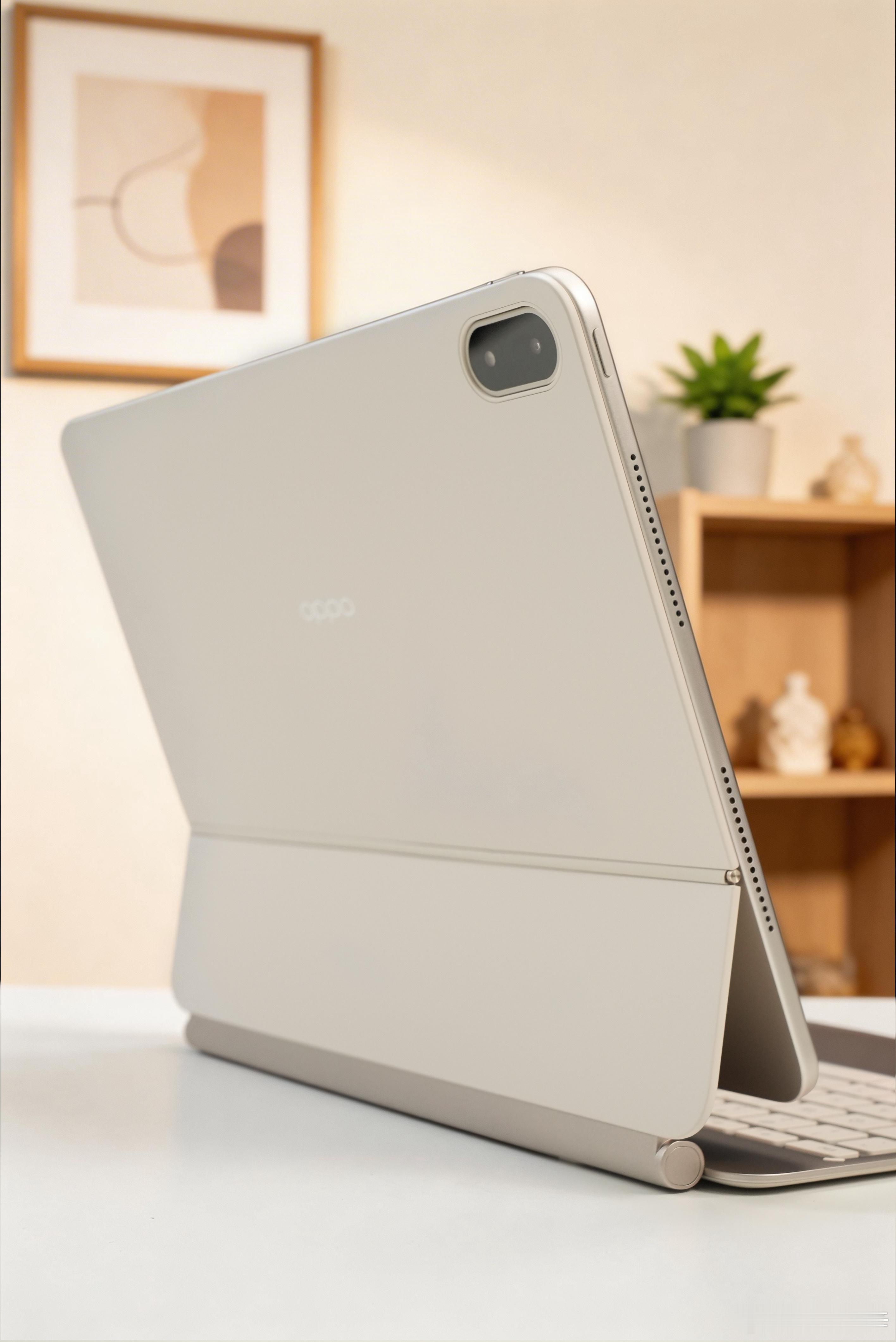 OPPO Pad 5 Pro 感觉还挺戳办公党和创作者的。它配了悬浮键盘，接上就