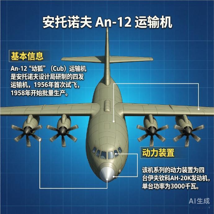 军事ai新视野 俄罗斯An-12“幼狐”运输机An-12“幼狐”（Cub）运输机