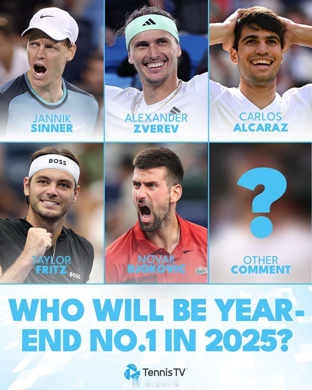 Tennis TV这么早就开始预测2025年终世界第一了[笑而不语]你觉得会是谁