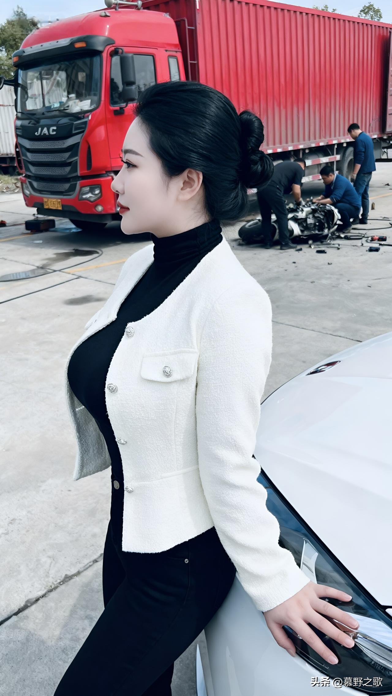 今天路过货运场，风里都是柴油和金属的味道。我靠在朋友的新车上，看着远处师傅们拆解