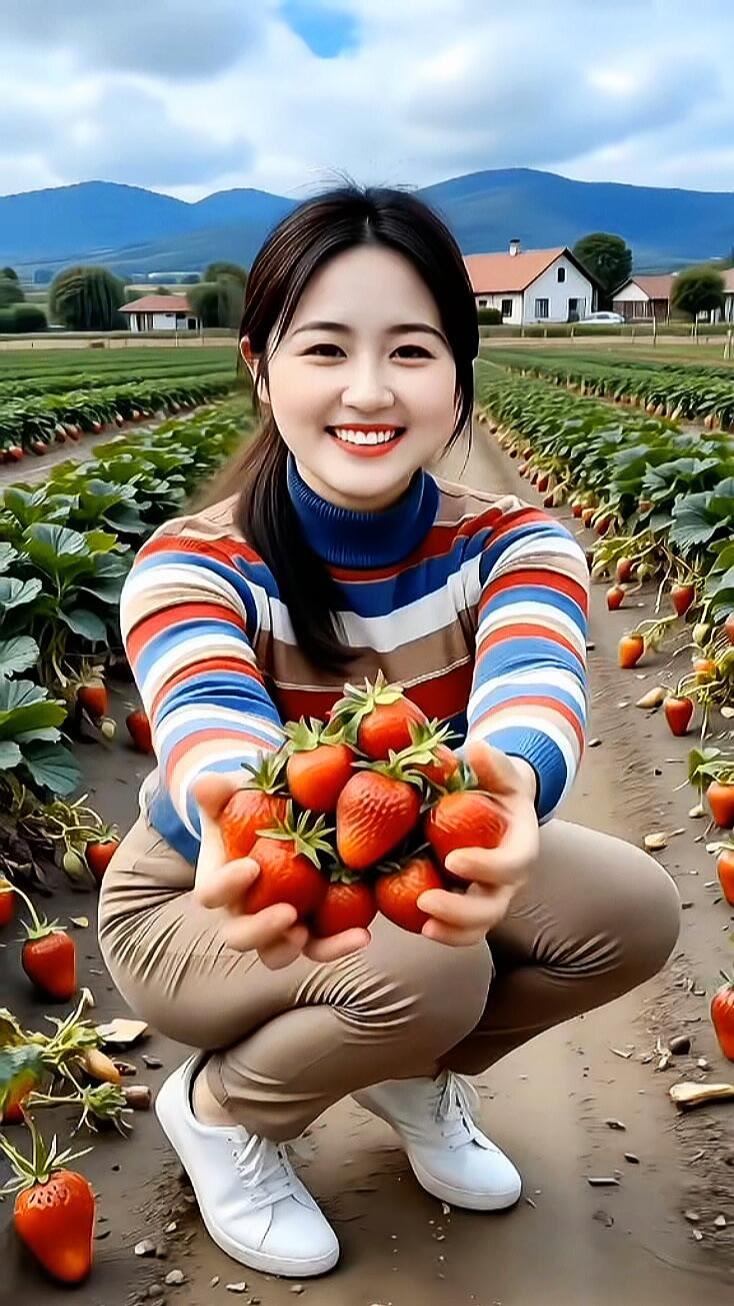🍓 草莓采摘的快乐时光！🌿😊