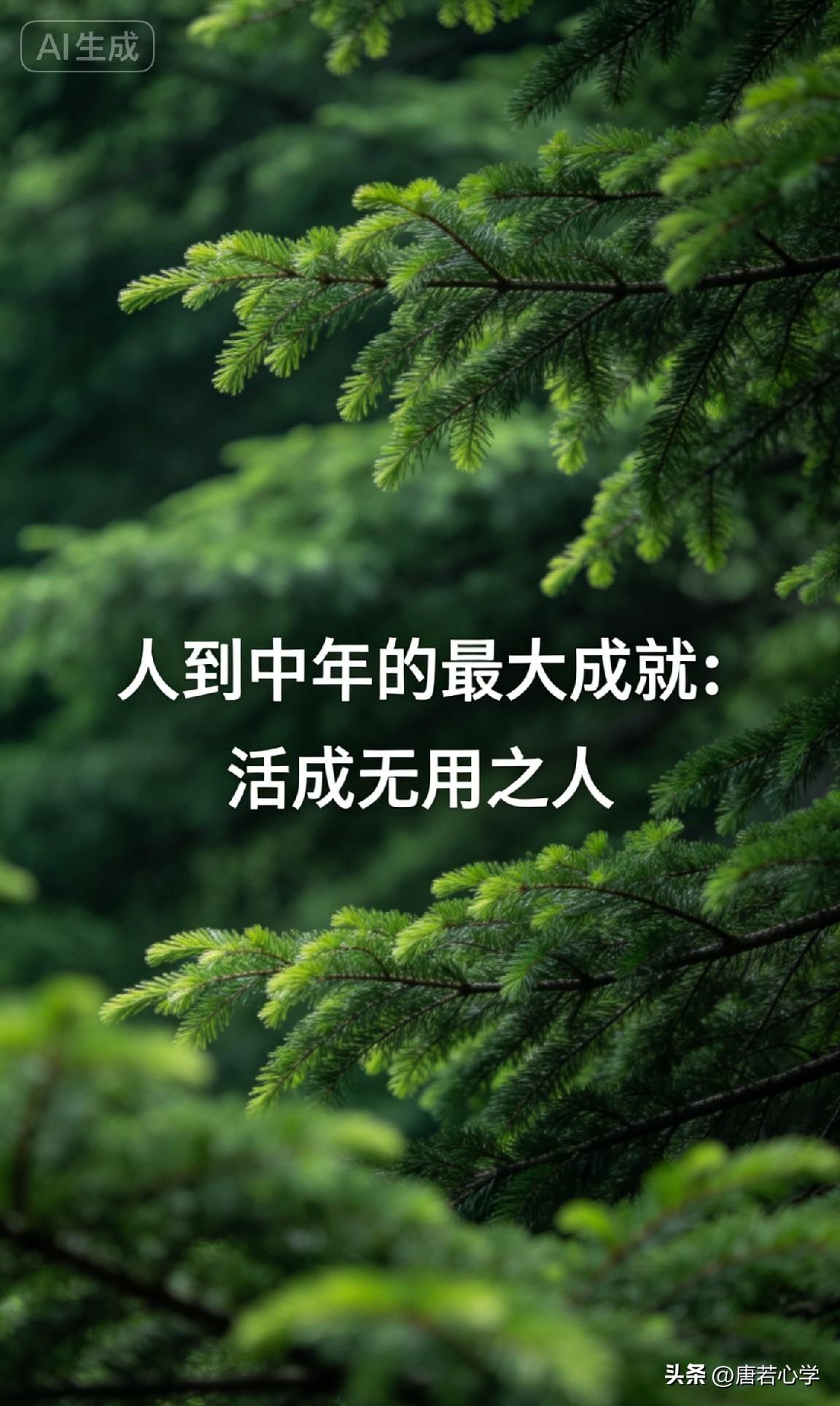 人到中年的最大成就：活成无用之人

网上有个很扎心的话题：“人到中年，什么时候觉