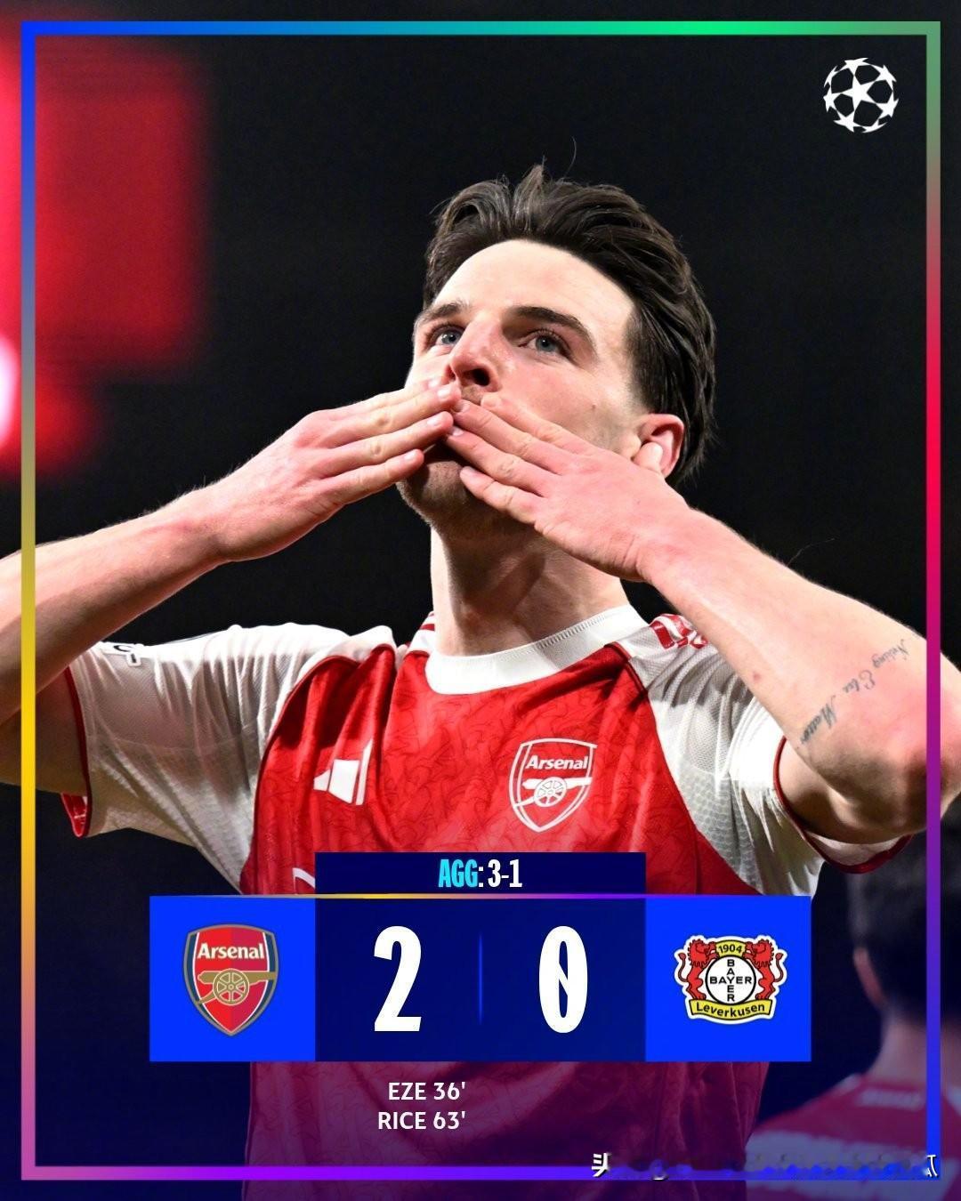 阿森纳本赛季真的是英超的脸面了，
凌晨的欧冠8分之1次回合，
曼城和切尔西直接就