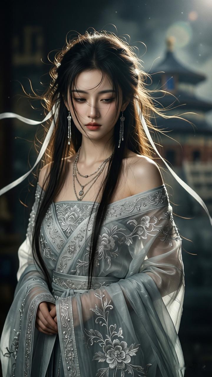 仙气飘飘的古风美人，宛如画中走出的仙子。