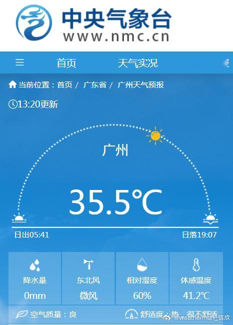 【闷热和干热】今天午后，广州气温冲上35℃高温线，湿度也较大，体感超41℃，天气