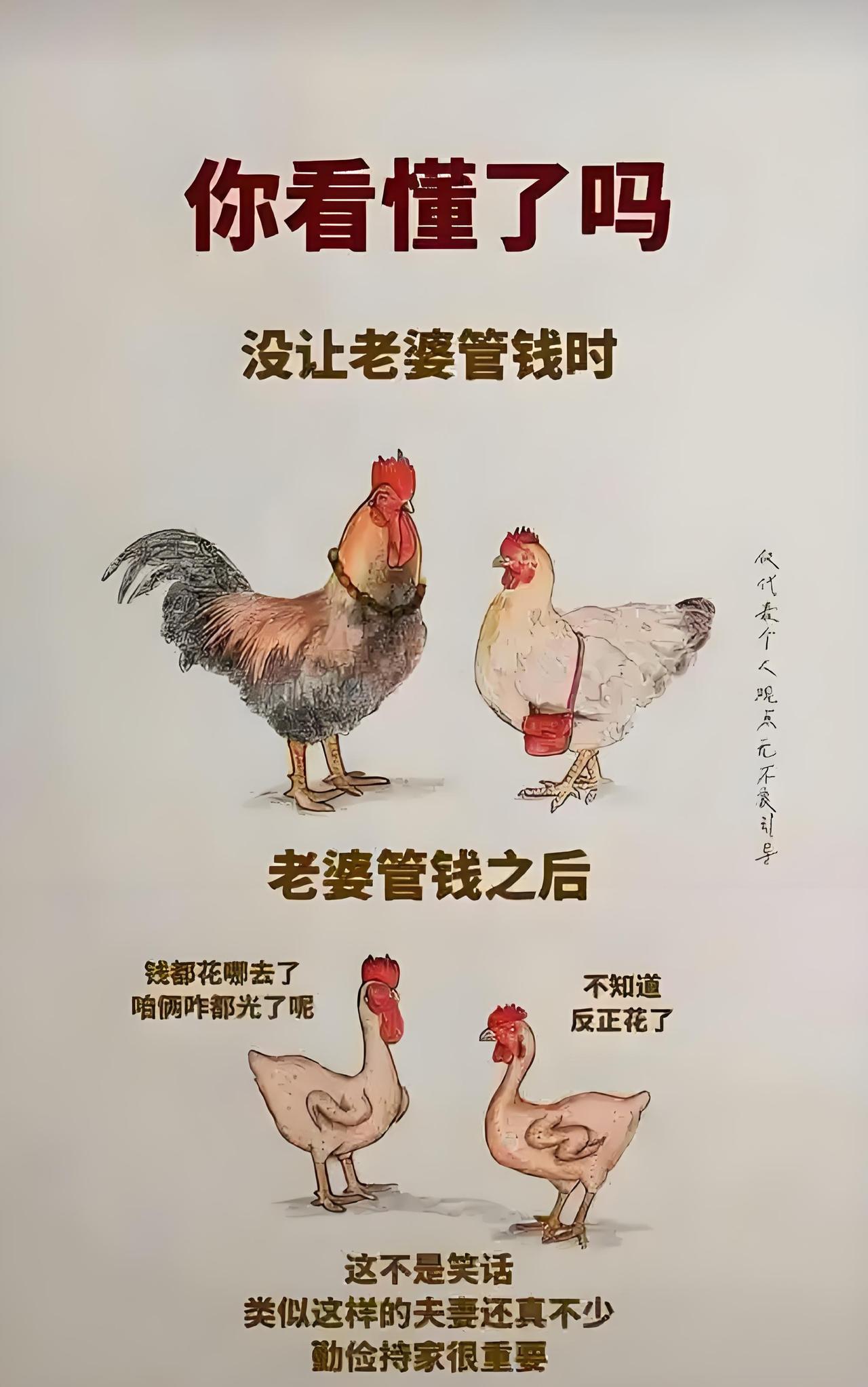 老婆：你瞅瞅楼上小两口，人家老婆管钱把日子过得井井有条，我也想管！
老公：行啊，