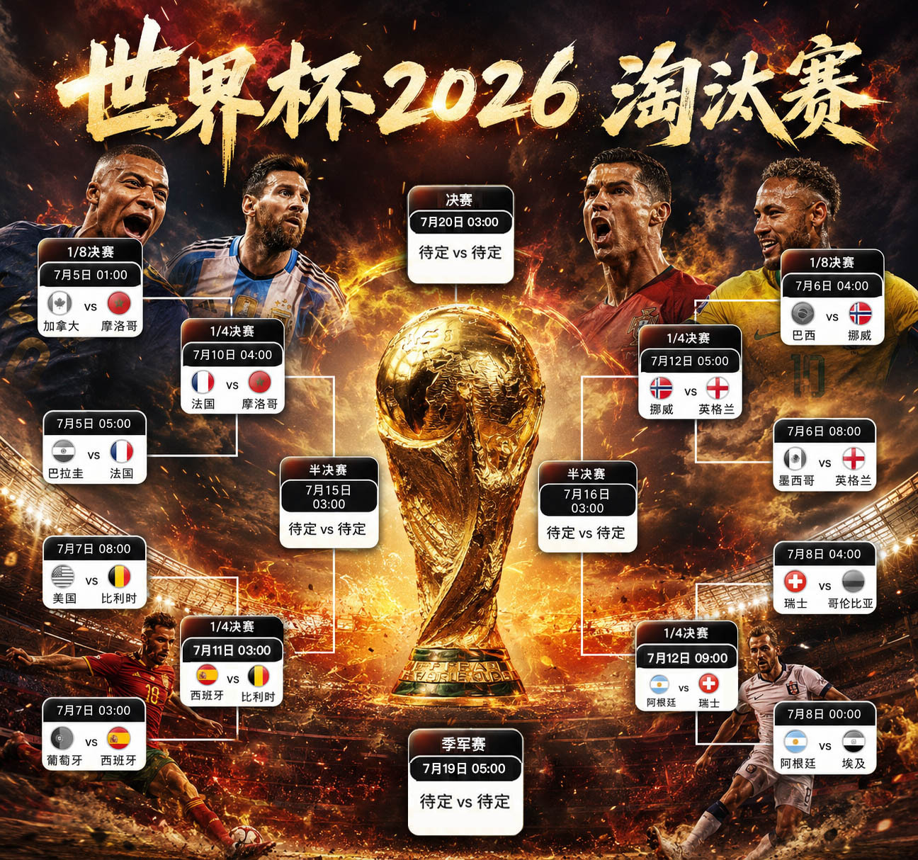 美加墨世界杯 淘汰赛8/4 