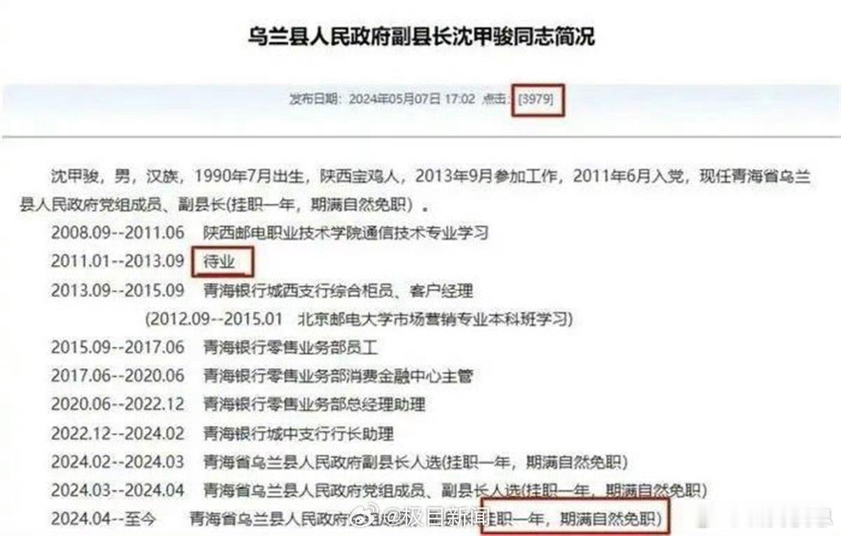 90后干部挂职副县长删履历难消质疑 90后通信大专毕业，到完全不对口的银行金融领