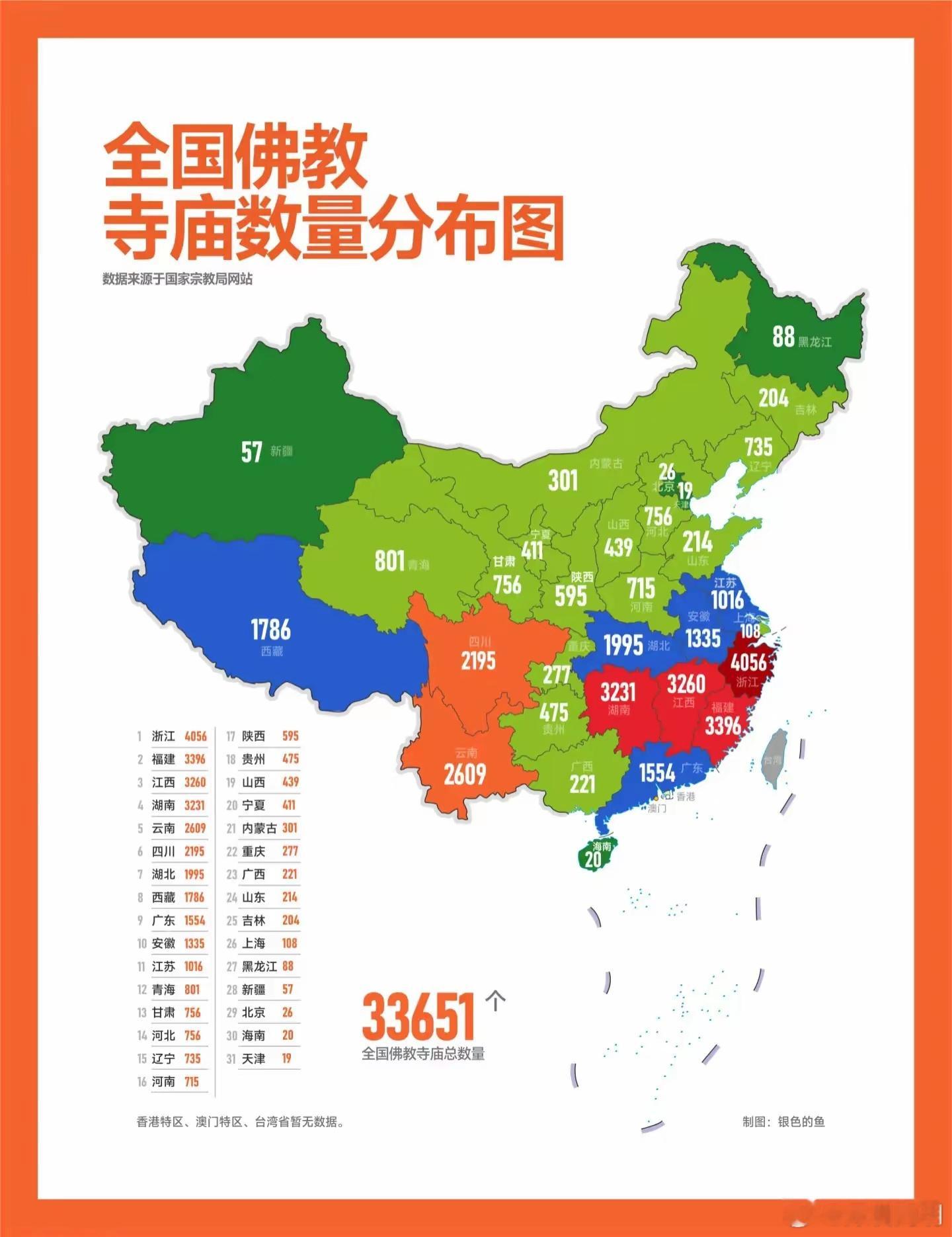 全国佛教寺庙有多少？为啥有钱的浙江这么多寺庙？[并不简单] ​​​