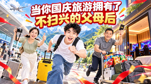 国庆假期出去玩有个不扫兴的父母 ​