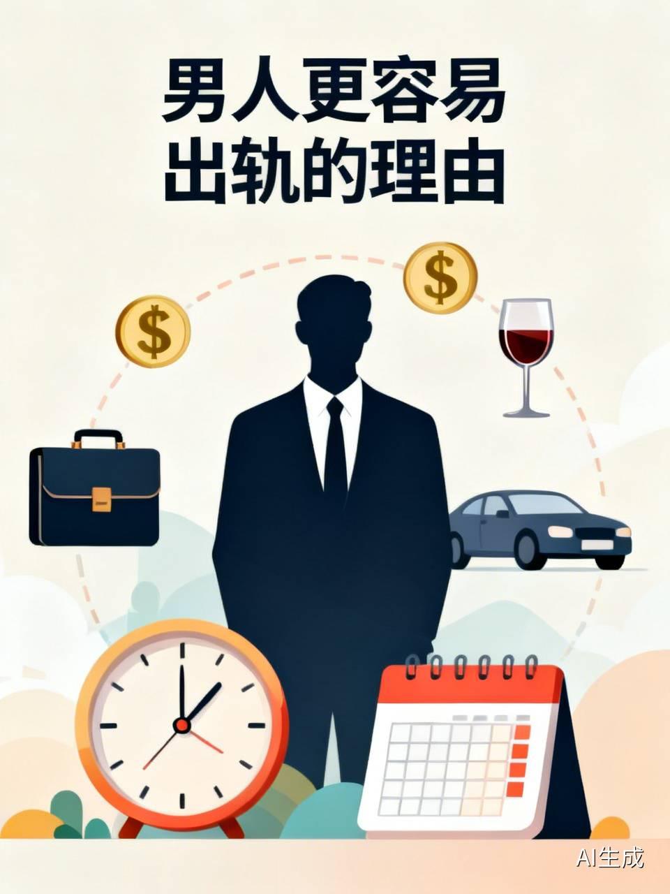 我认为男人更容易出轨，理由如下：
1男人通常是家庭收入的主要支柱，有足够的财力维