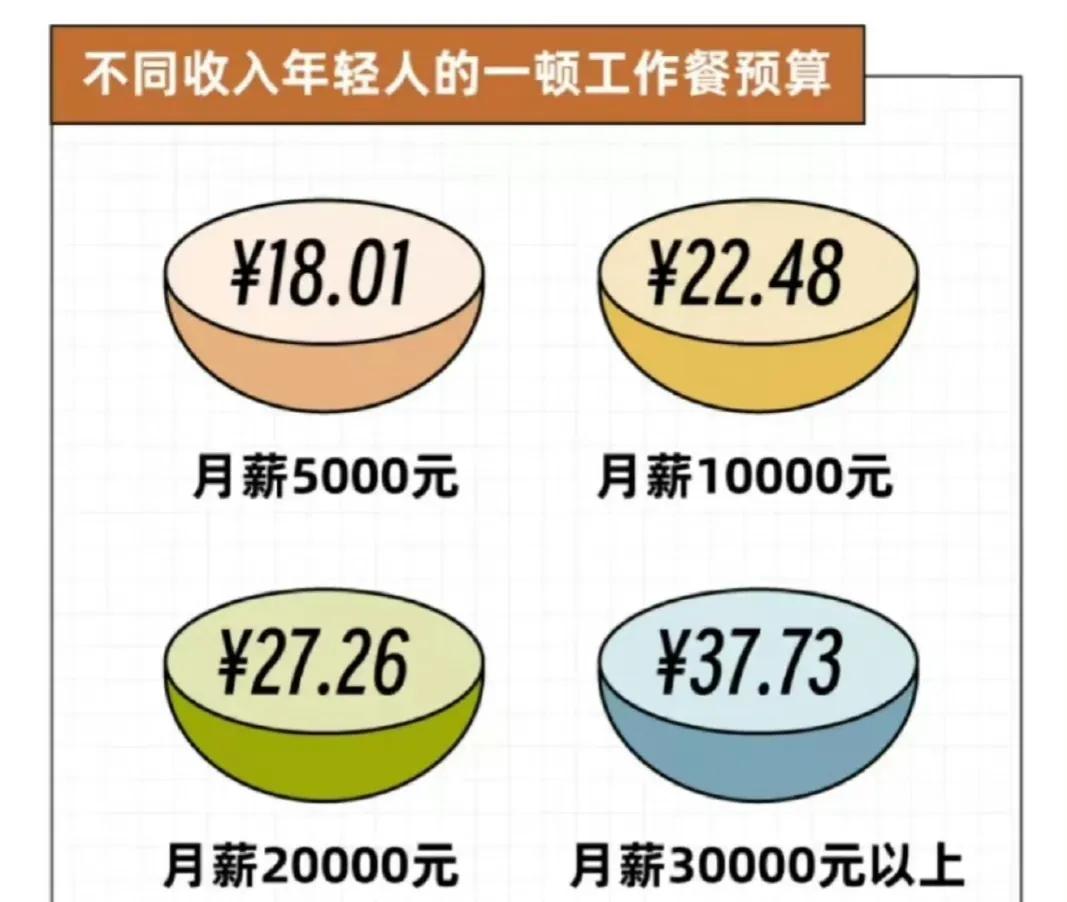 不同收入年轻人的一顿工作餐预算，都已经这么卷了吗？5000月薪18.01元，10