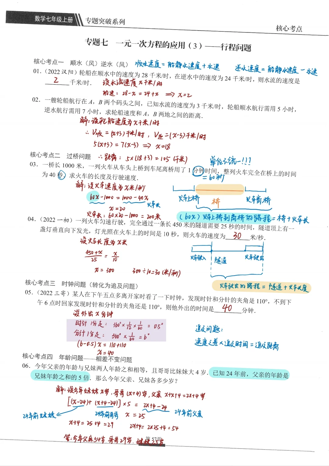 七上数学丨一元一次方程应用（行程问题）