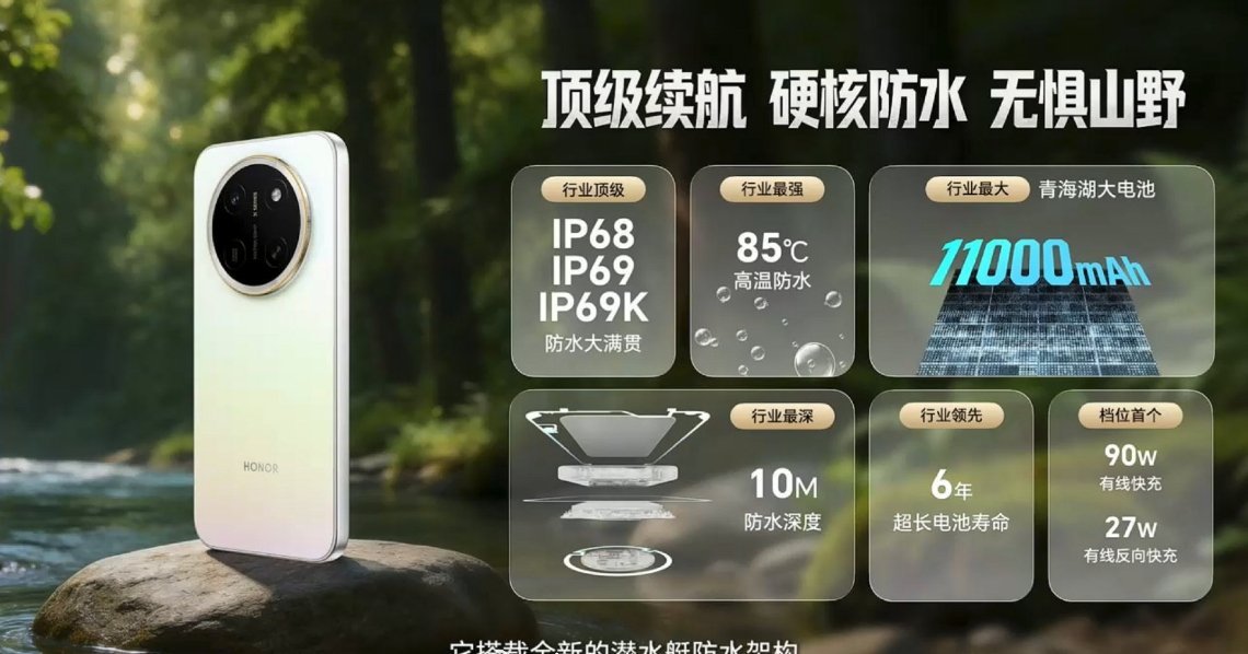 荣耀 X80 Pro Max 搭载 11000mAh 青海湖电池，90W 快充，