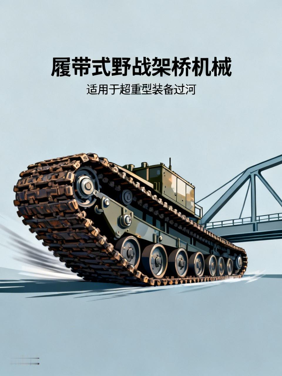 这是德国桥架部队中的一种陆地用车载履带移动式的野战架桥机械装备，在战时可适用于那