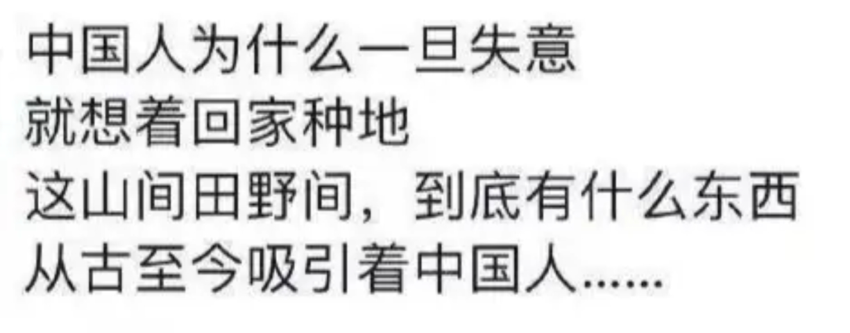 中国人为什么一旦失意就想着回家种地 ​​​