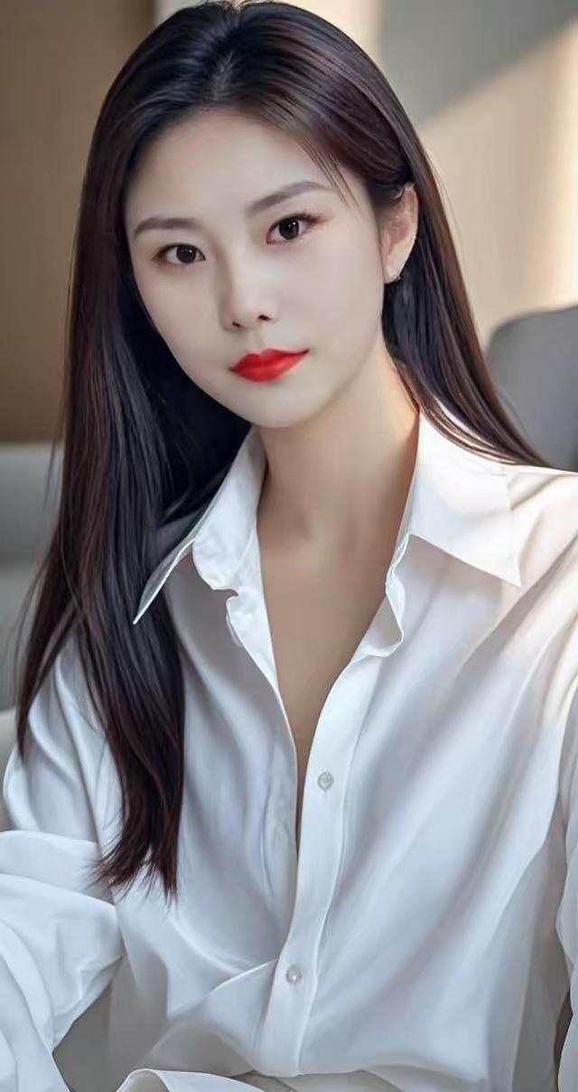 优雅白衬衫，红唇魅力，尽显女性魅力！