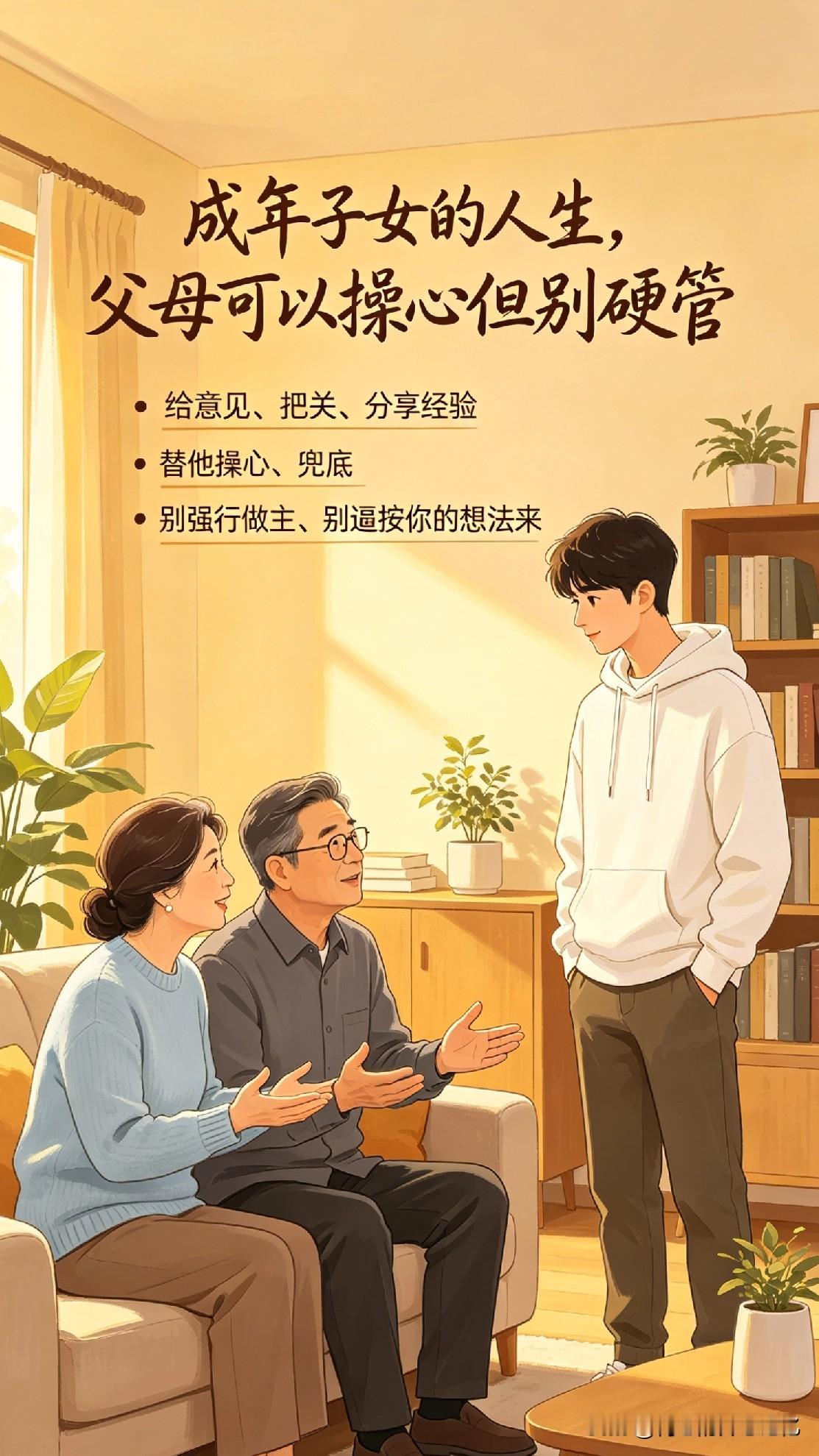 我跟你说句实在的：
孩子一旦成年了，人生大事可以操心，但不能硬管。
 
做父母的