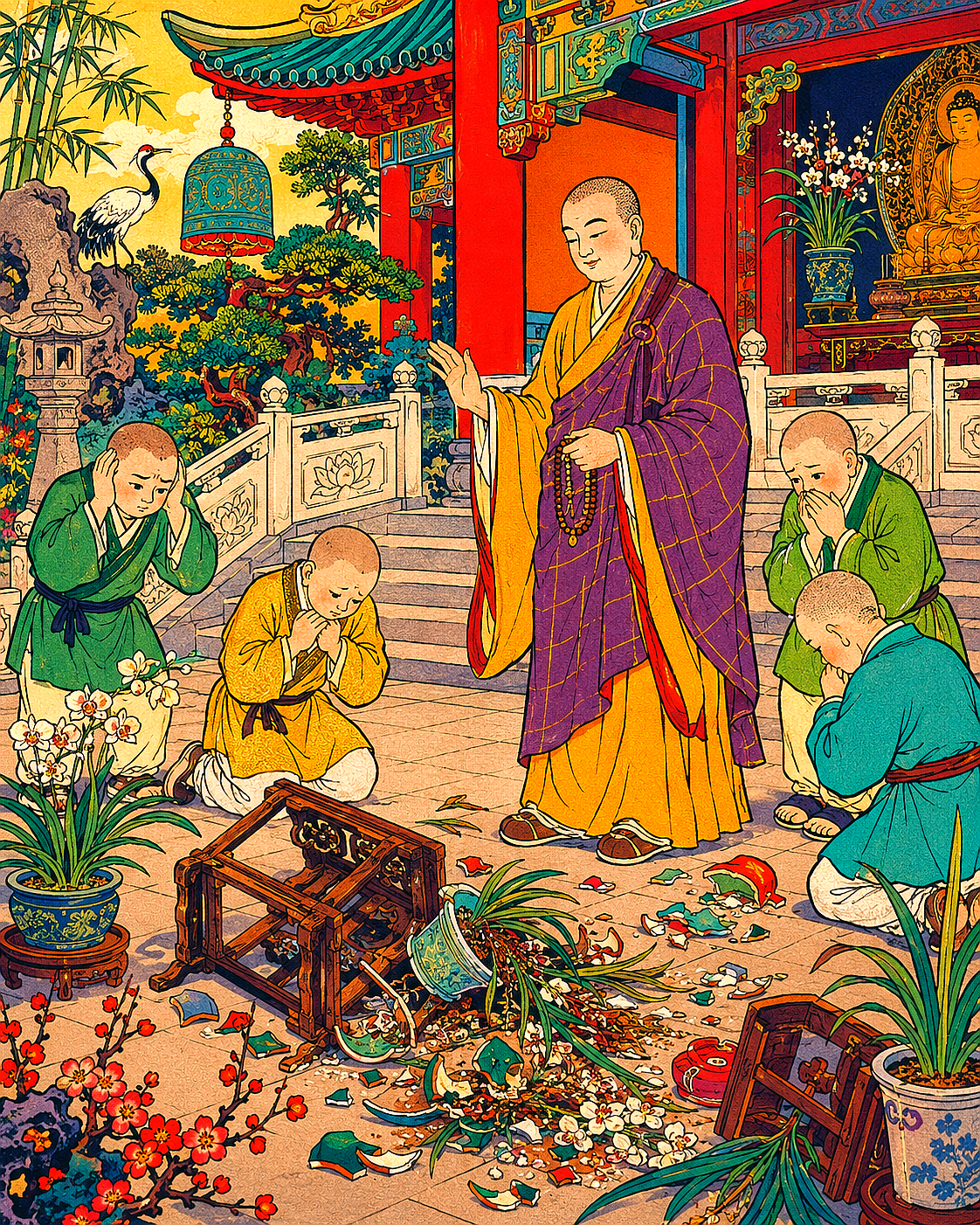 生活手记 【《金代禅师种兰》】故事内容：金代禅师十分喜爱兰花，在寺院里栽种了许多