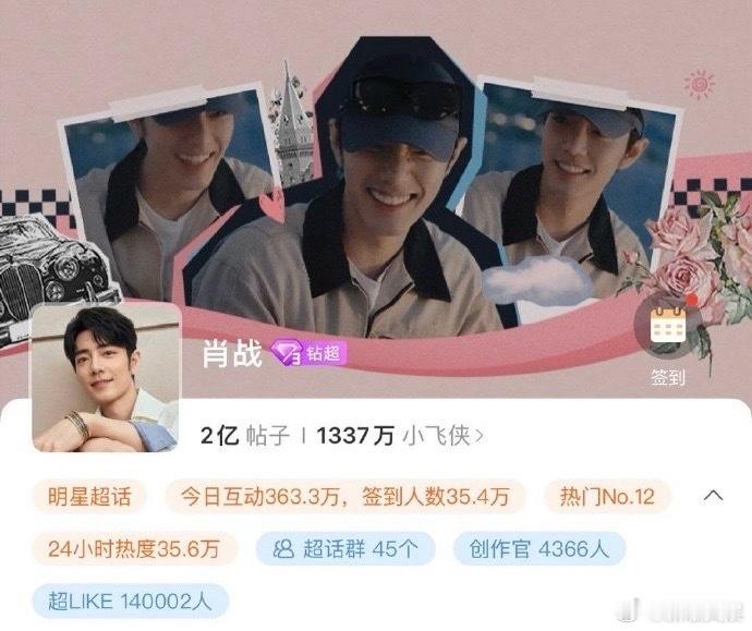 #肖战超like破140000##肖战首位超like破140000艺人# 肖战达