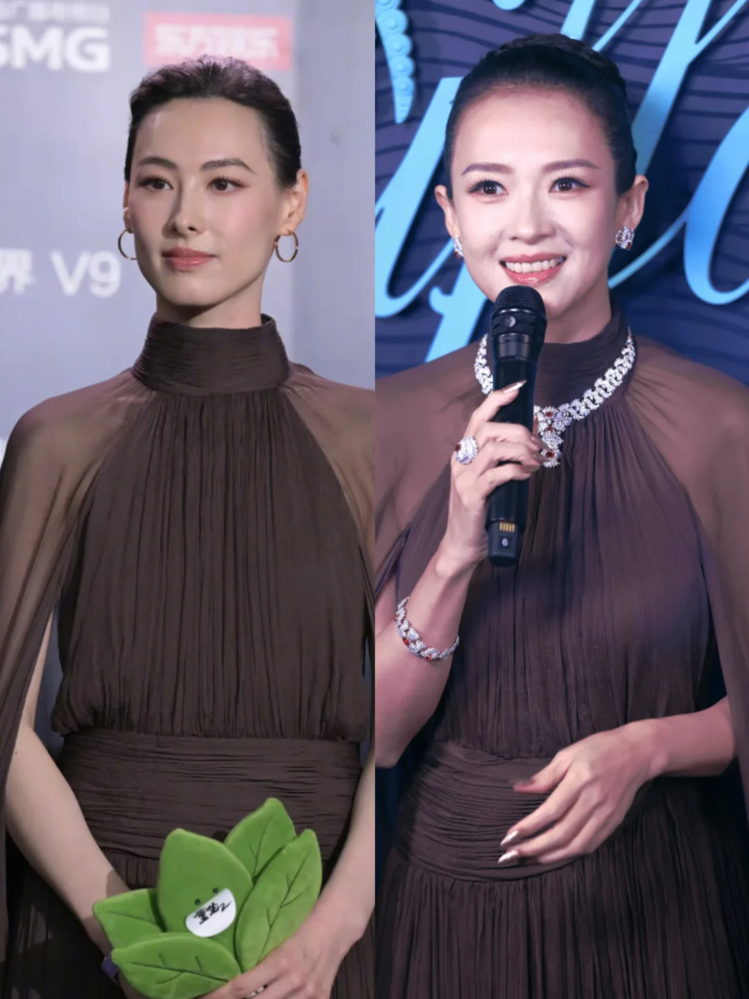 梁洛施章子怡同款穿礼服，都是顶级骨相！