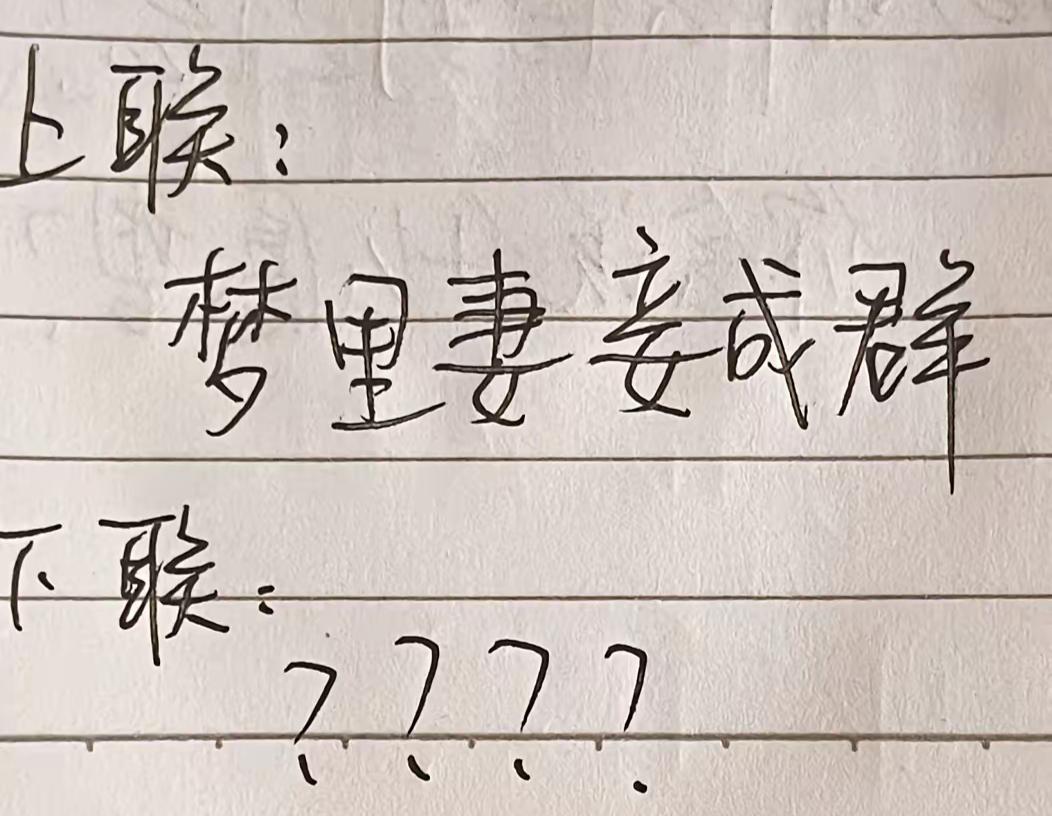 上联:梦里妻妾成群
下联:？
横批:？