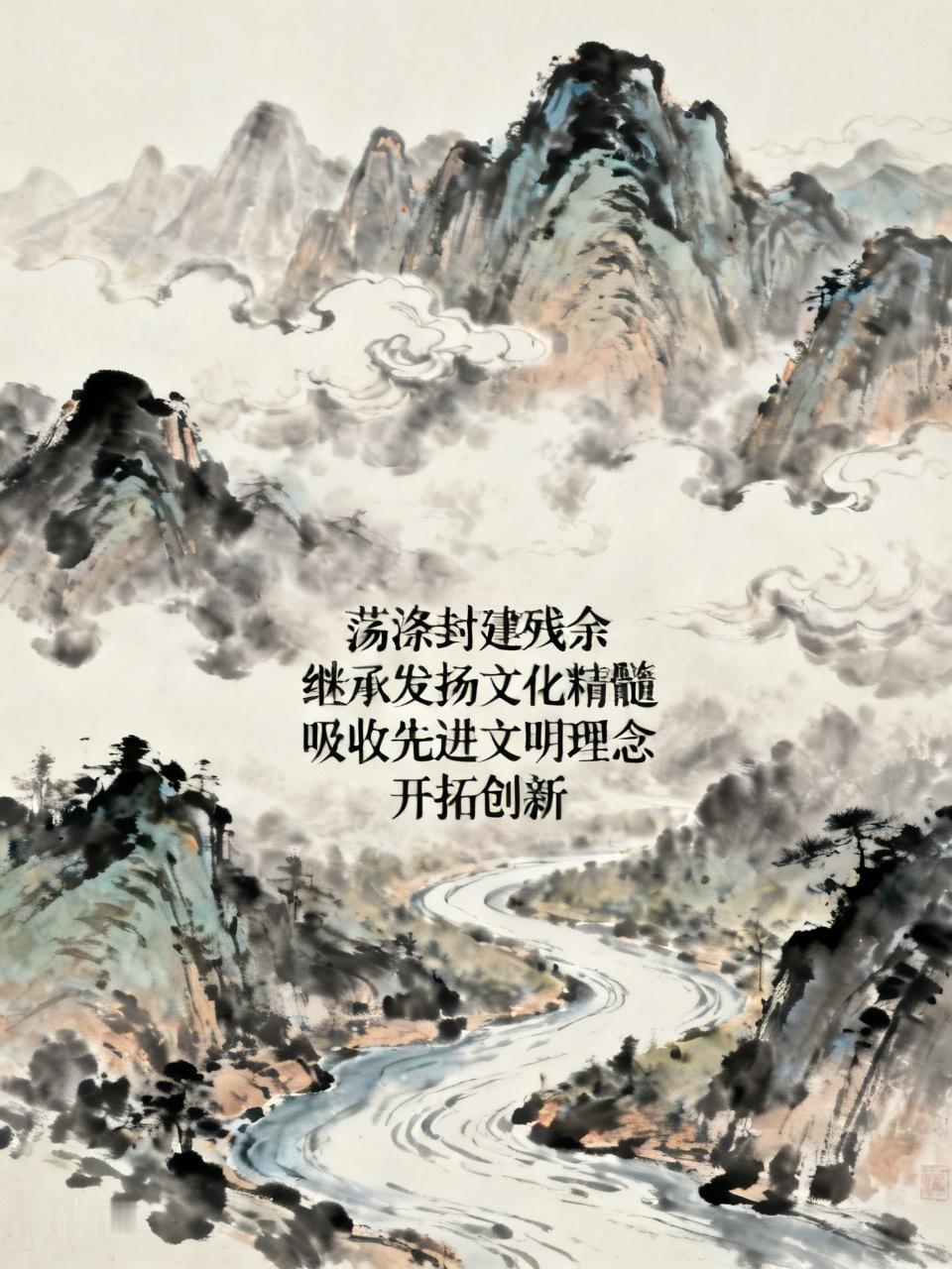 荡涤封建残余，继承发扬文化精髓，吸收先进文明理念，开拓创新，中华民族才能屹立于世
