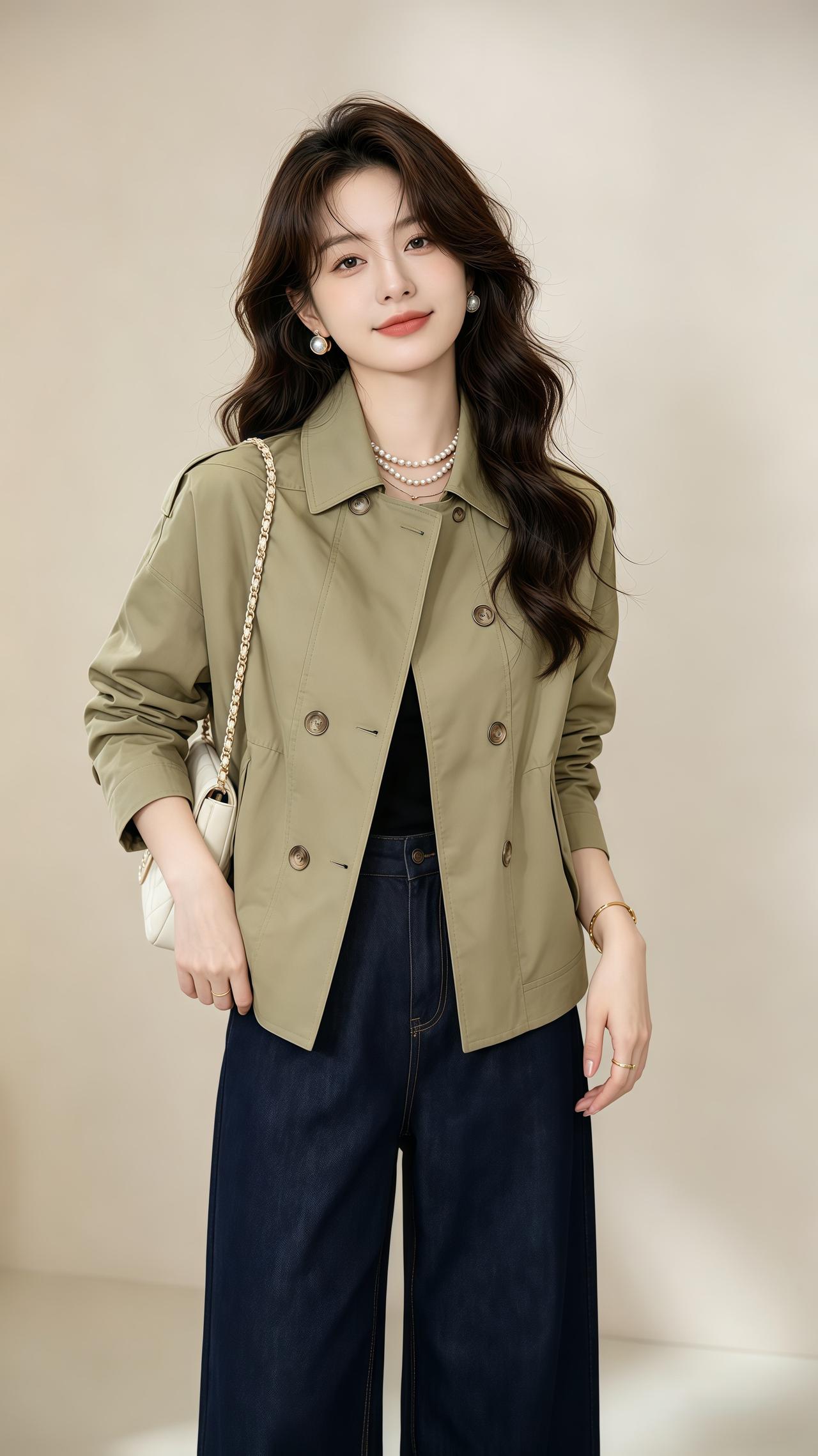 百搭短款风衣 通勤短款外套 穿搭韩系穿搭 穿搭技巧