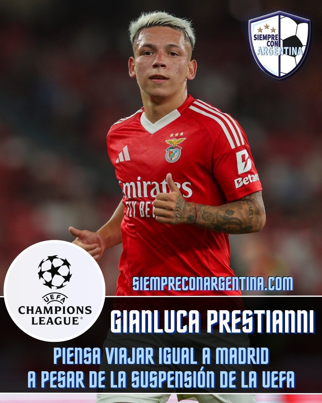 🚨《球报》报道，尽管遭到欧足联一场停赛处罚，普雷斯蒂亚尼仍将随队前往马德里。▶