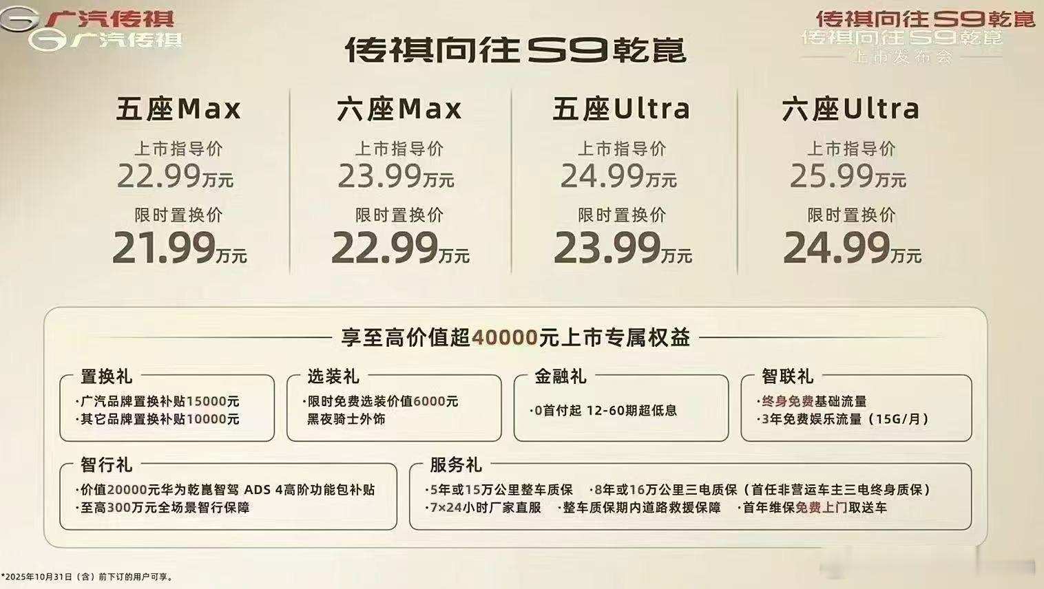 传祺向往S9 乾崑22万级华系插混王全四驱乾崑旗舰suv 全系标配三大件限时置换