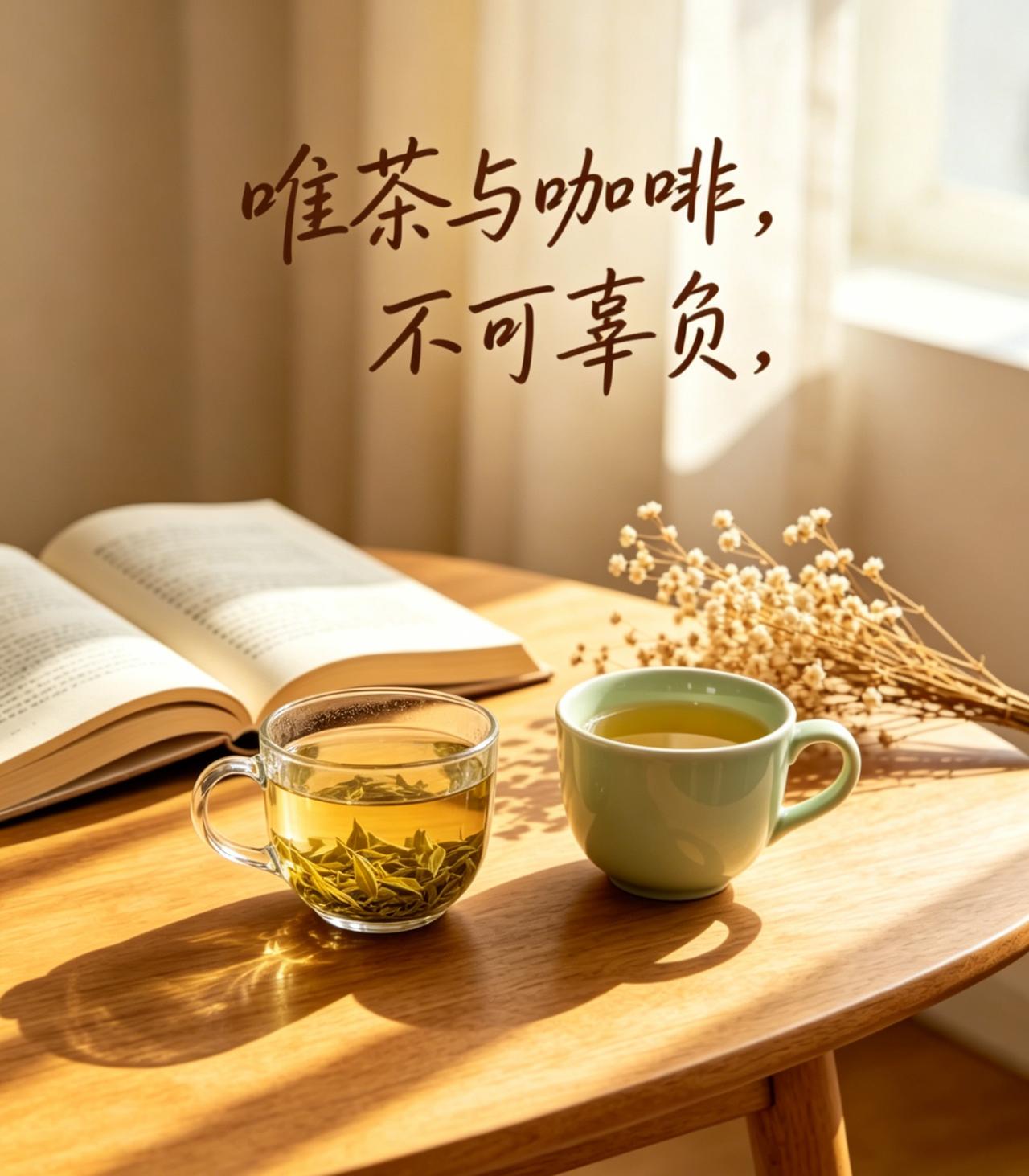 唯茶与咖啡不可辜负，如今饮品习惯差不多炼成了：上午一杯绿茶雷打不对，中午睡醒后黑