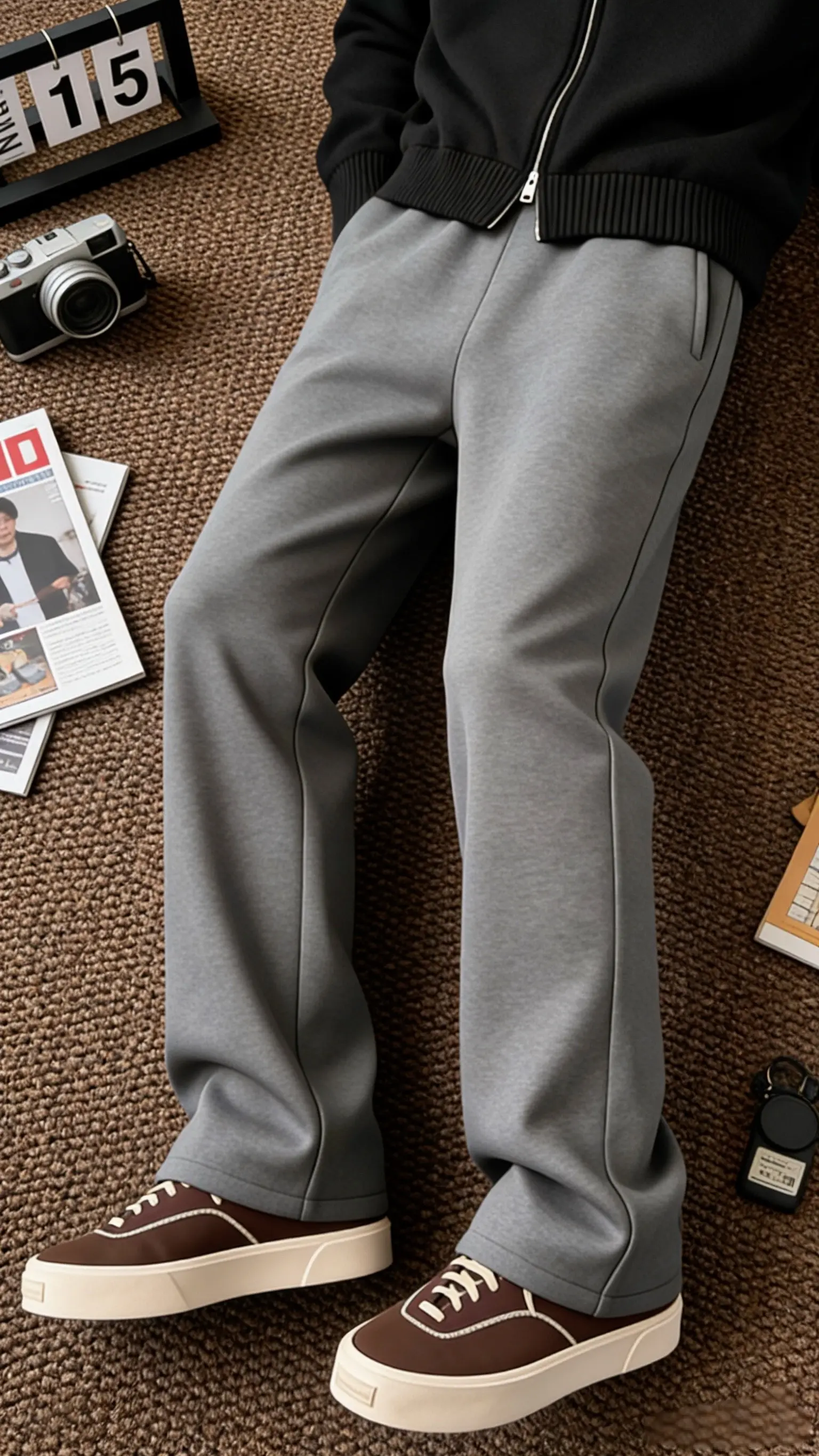 美式cleanfit垂感直筒卫裤男生宽松运动裤春秋百搭休闲长裤