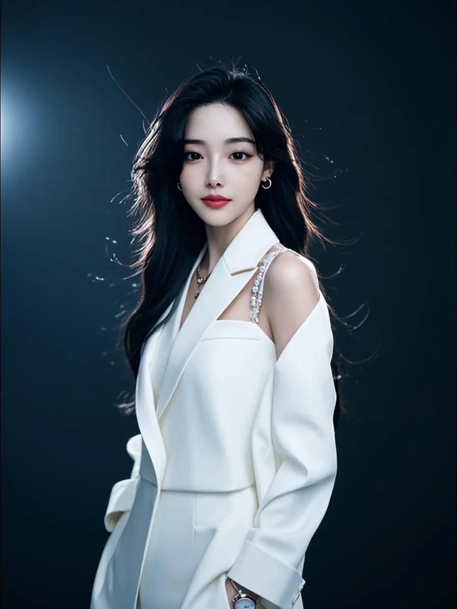 素衣玉貌韵无穷，秀发飘飘似柳风。 气质如兰倾众目，佳人一笑百花红。