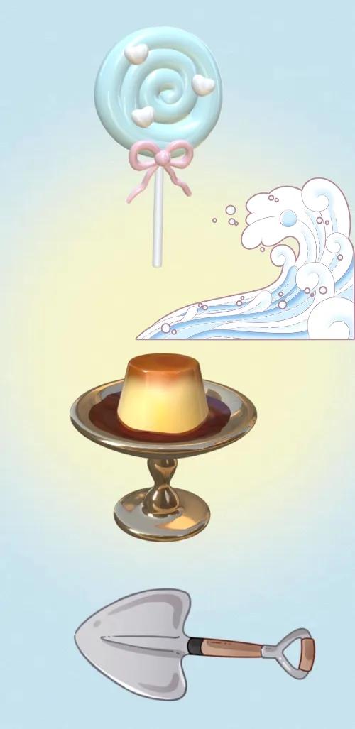 棒棒糖🍭 浪花🌊 布丁🍮 铁铲，打一成语———
每种图案底下都暗藏着玄机，