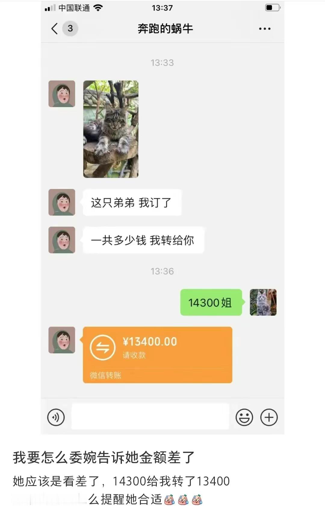 我要怎么委婉告诉她金额差了？ ​​​