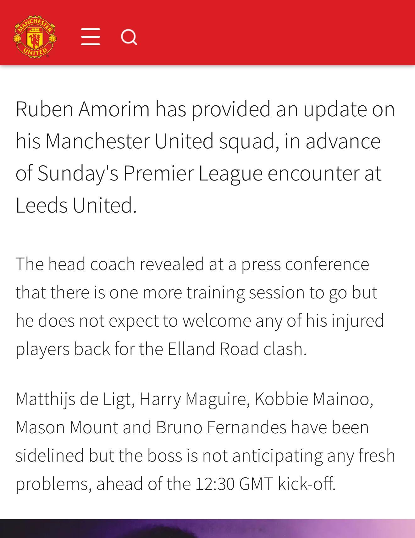 除了去非洲杯的，曼联还有这么长的缺阵名单？德利赫特 马奎尔 梅努 芒特 费尔南德