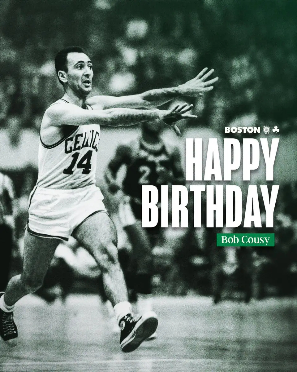 NBA官方：“让我们一起祝13届全明星，6届NBA总冠军，1956-57赛季MV
