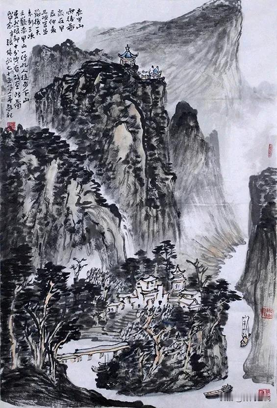 张培武老师绘画作品欣赏
赤甲山雨后图  国画  34X46cm  2024年