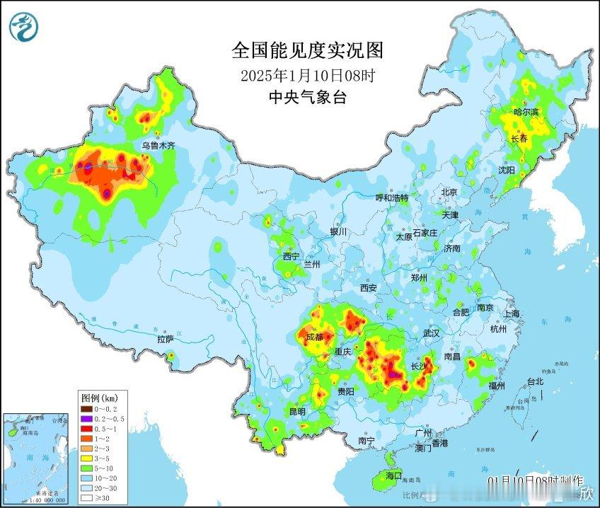 【雾】今晨在湖南西部和南部，降水过后放晴，形成了大雾。这个雾不脏，空气质量大多是