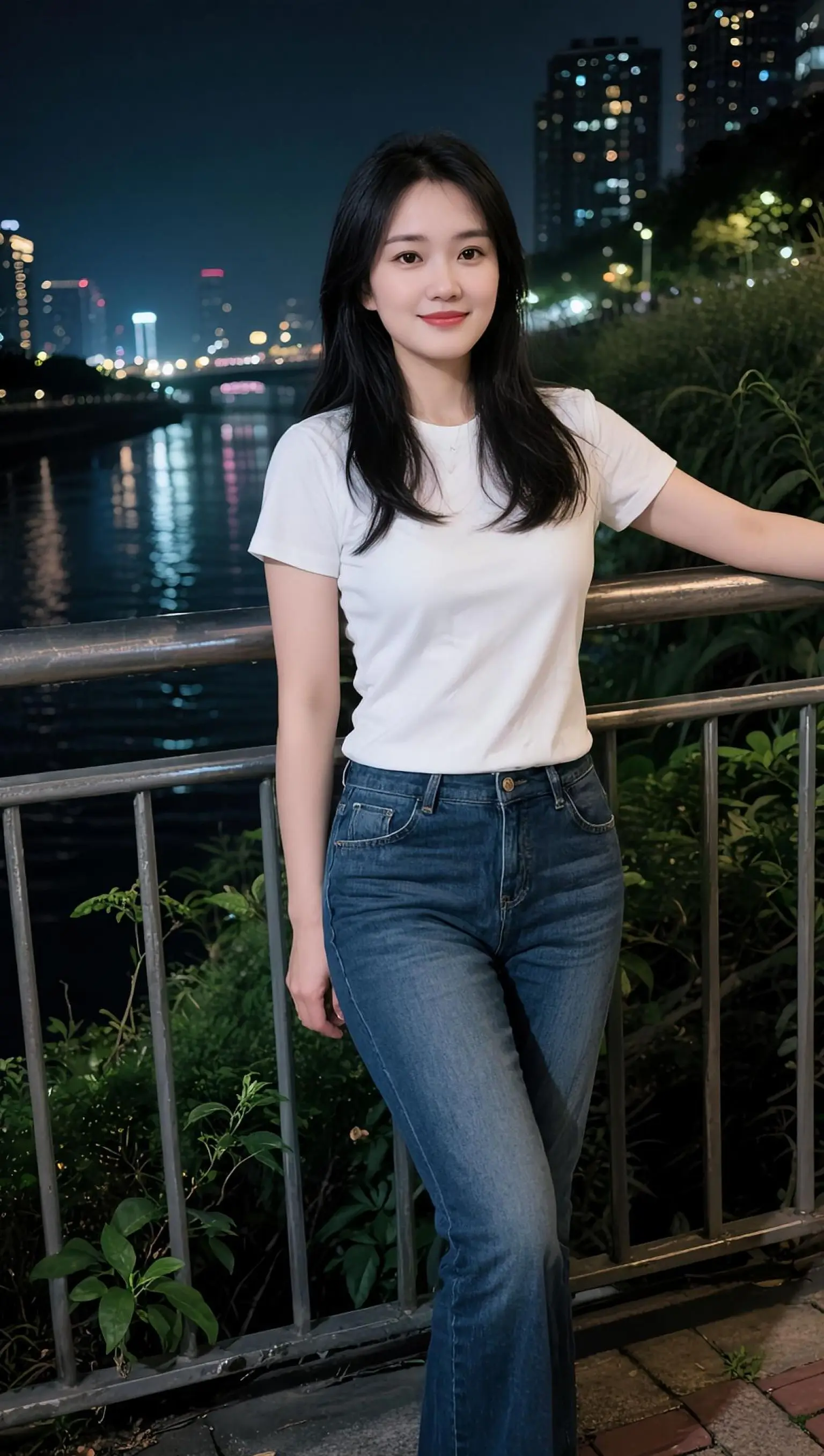 AI夜畔随拍 气质牛仔裤