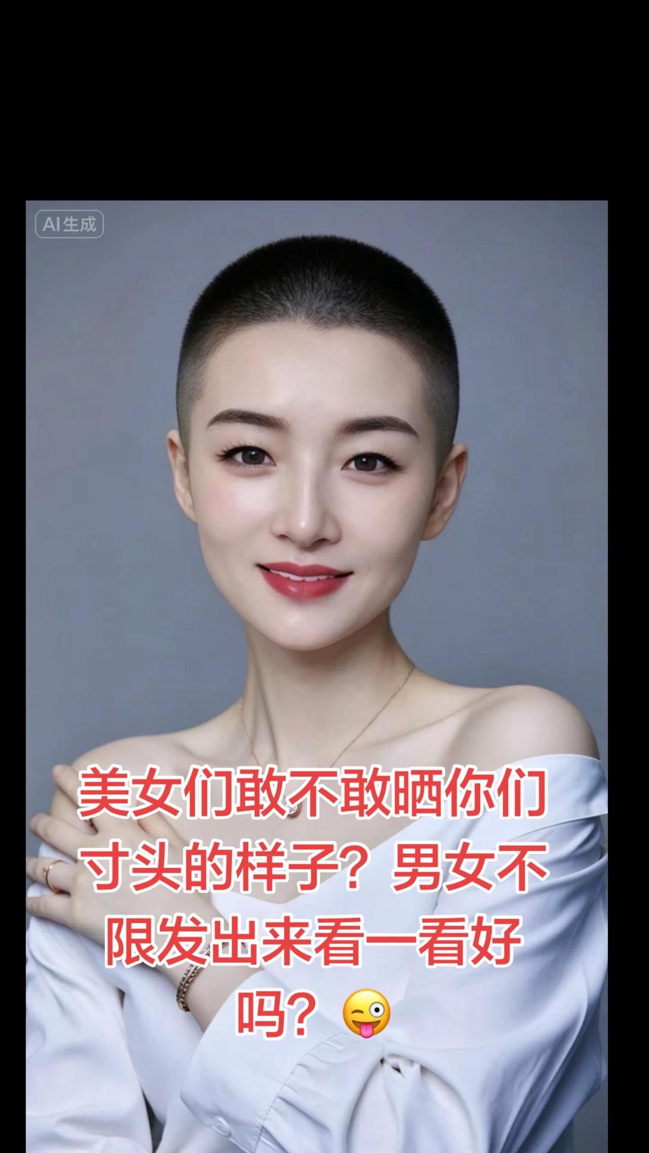 姐妹们，敢把你们的寸头照片晒出来吗？发出来咱们看一看。😜🌹