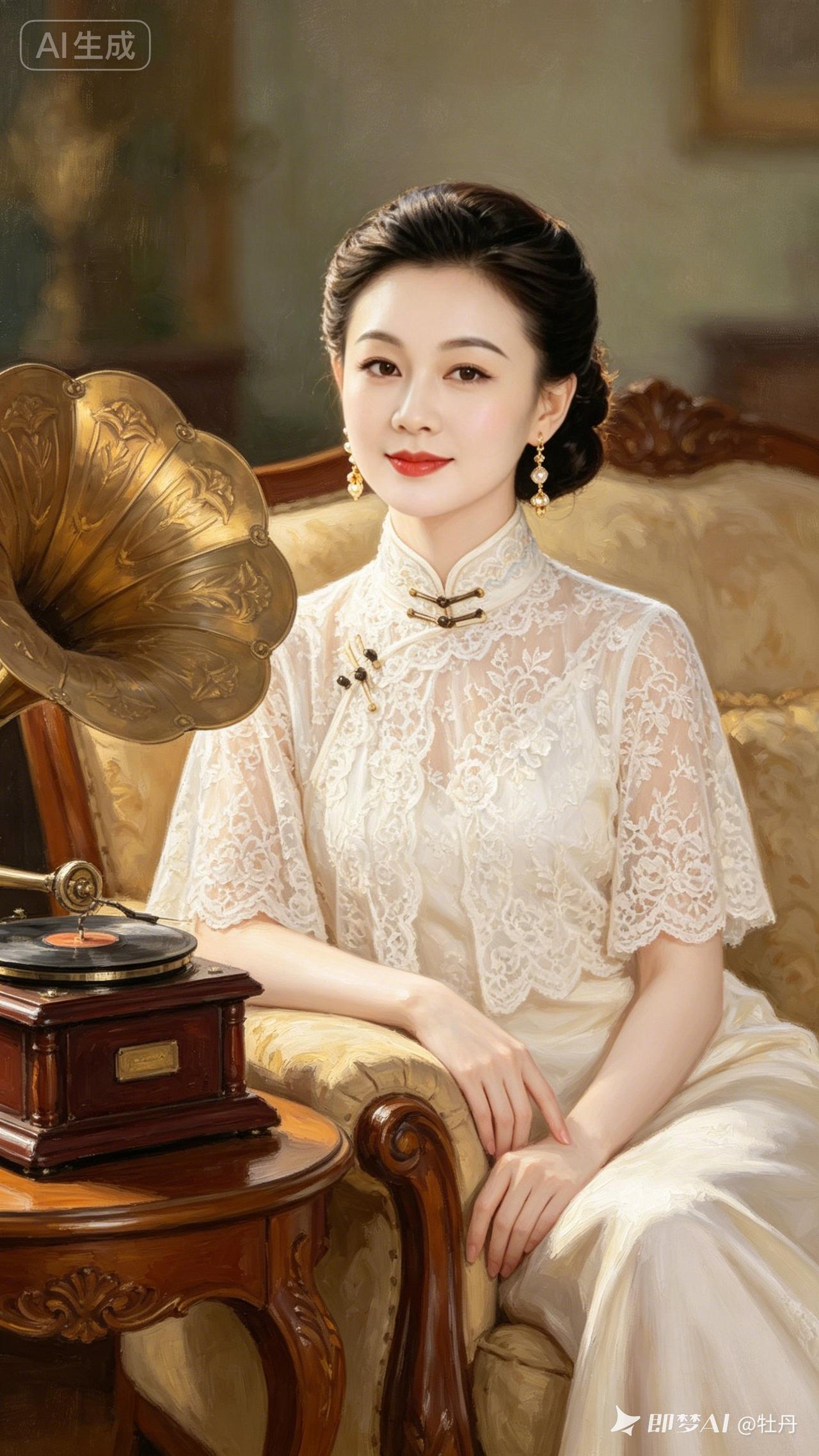 复古风穿搭指南：优雅蕾丝旗袍，怀旧留声机，尽显东方韵味。