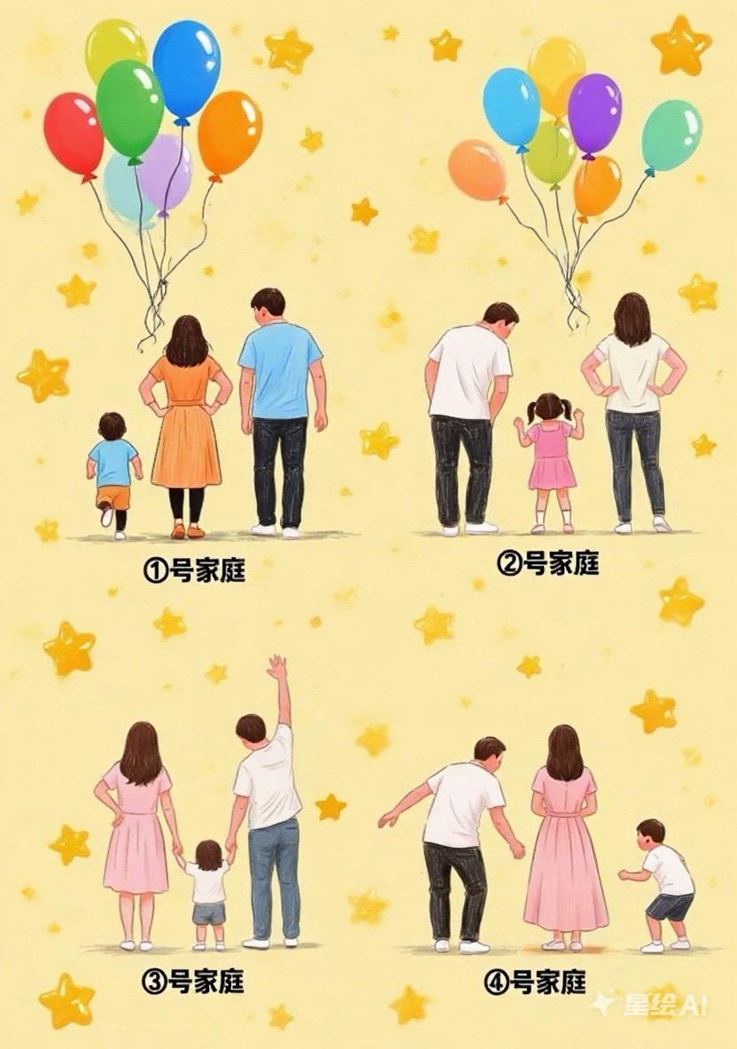 谁能看出来，以下图片，哪组是二婚家庭[呲牙]