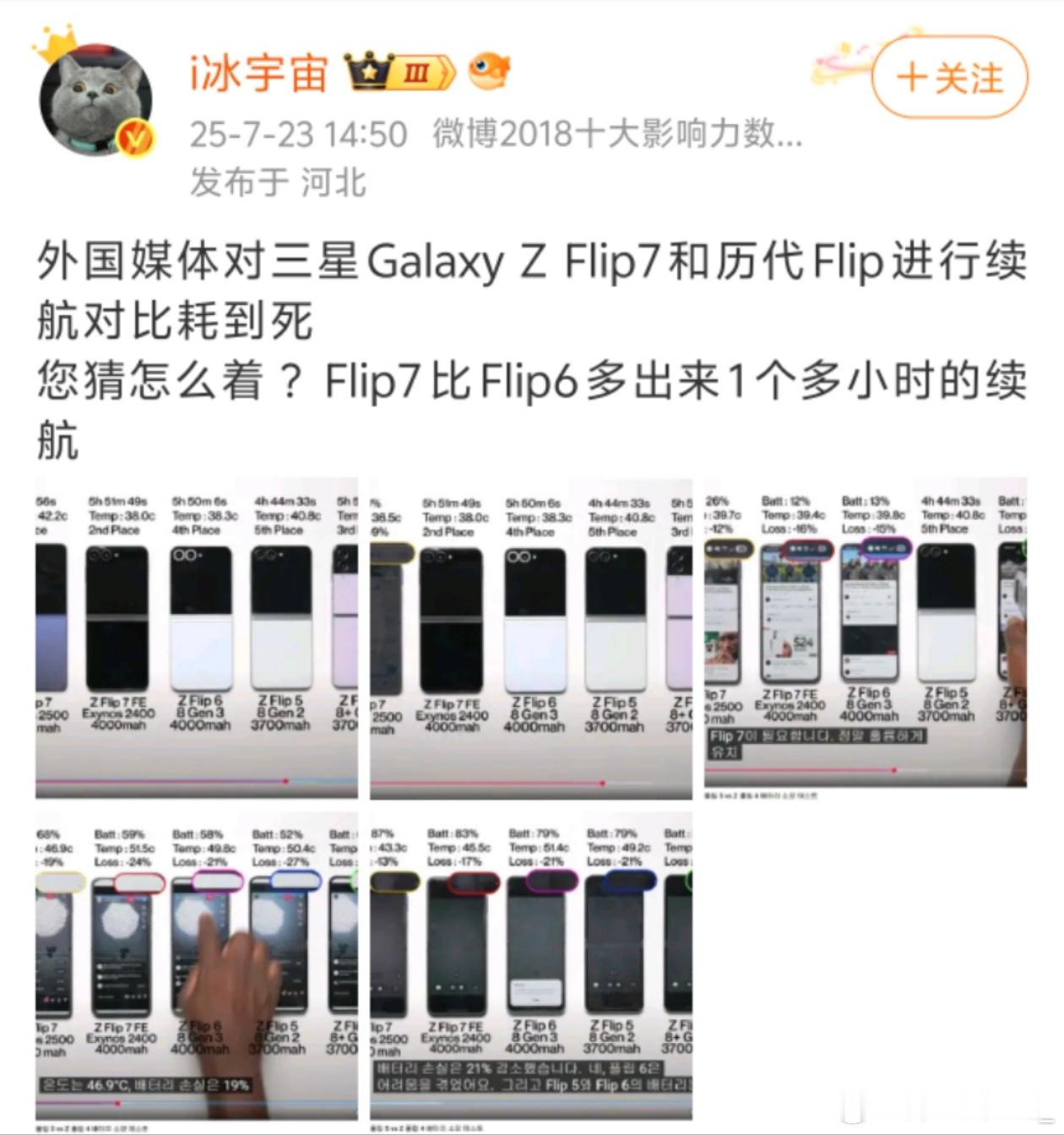 三星zflip7 的续航，大家测出来出奇一致，我也是这个结论，猎户座 2500 