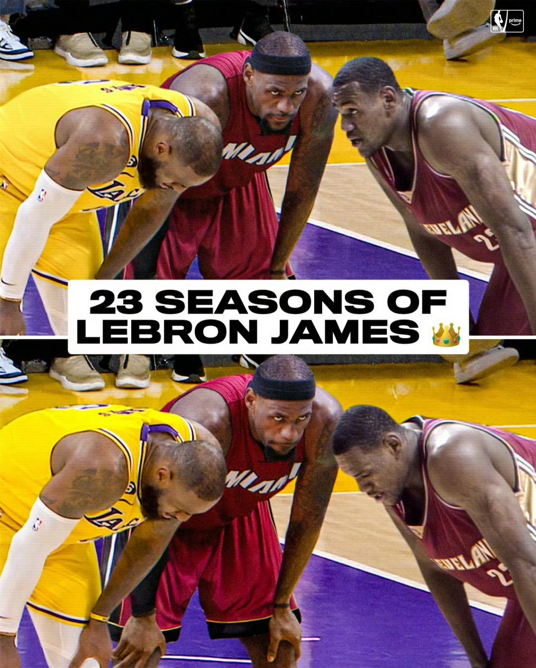 骑士詹姆斯新赛季篮不住nba NBA官方制作了一个三个时期詹姆斯同框的画面，骑士