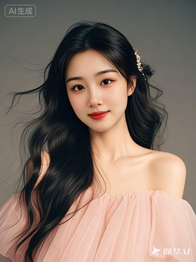 温柔甜美的少女，粉色裙摆飘逸，梦幻般的美！🌸💖