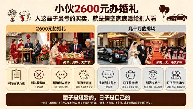小伙2600元办婚礼：人这辈子最亏的买卖，就是掏空家底活给别人看