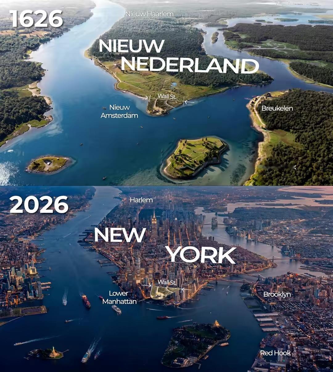 纽约竟然有如此之多的荷兰🇳🇱文化，大家熟悉的华尔街的名字源自新阿姆斯特丹的北